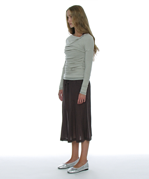 PARTIMENTO WOMEN(パルティメントウィメン)の「ダブルフェイスピンタックドレープトップ2PACK_ライトグレー(Tシャツ/カットソー・レディース・その他・SMALL/MEDIUM)」の3枚目の写真