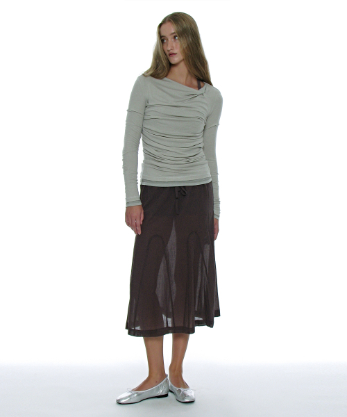 PARTIMENTO WOMEN(パルティメントウィメン)の「ダブルフェイスピンタックドレープトップ2PACK_ライトグレー(Tシャツ/カットソー・レディース・その他・SMALL/MEDIUM)」の6枚目の写真