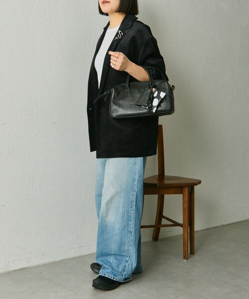 イアパピヨネ 2WAYシンプルボストンバッグ インフルエンサーuchida企画/本革》2WAYシンプルボストンバッグ