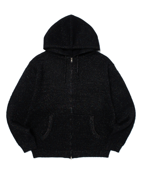 WKNDRS(ウィーキャンドース)の「METALIC KNITTED ZIPUP HOODIE (BLACK)(パーカー・レディース・その他・MEDIUM/LARGE/X-LARGE)」の1枚目の写真