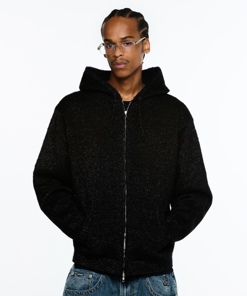 WKNDRS(ウィーキャンドース)の「METALIC KNITTED ZIPUP HOODIE (BLACK)(パーカー・レディース・その他・MEDIUM/LARGE/X-LARGE)」の7枚目の写真
