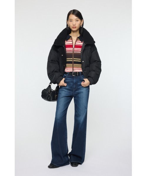 MOUSSY（マウジー）の「STAND COLLAR PUFFER ジャケット（ダウンジャケット/コート・レディース・ブラウン/アイボリー/ブラック/ライトブルー・FREE）」の7枚目の写真