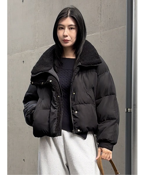 MOUSSY 黒ダウンジャケット ファー付き STAND COLLAR PUFFER ジャケット（ダウンジャケット/コート）｜MOUSSY