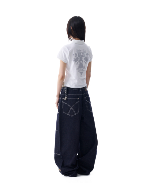 AAKAM(アーカム)の「Double Knee Denim Pants (Dark Blue)(デニムパンツ・レディース・その他・1/2)」の4枚目の写真