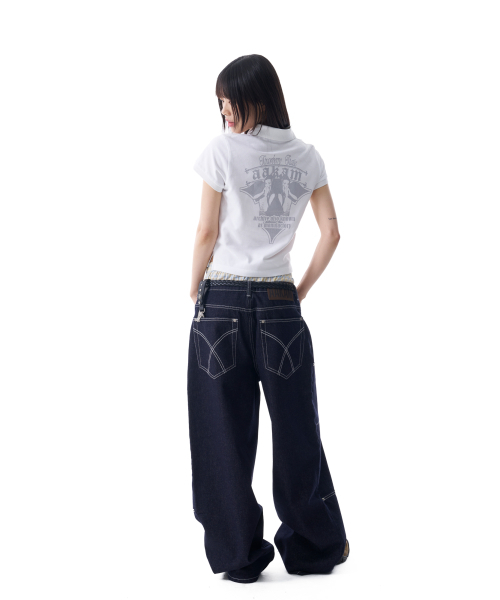 AAKAM(アーカム)の「Double Knee Denim Pants (Dark Blue)(デニムパンツ・レディース・その他・1/2)」の6枚目の写真