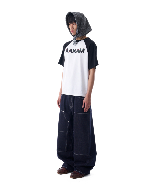 セール】Double Knee Denim Pants (Dark Blue)（デニムパンツ）｜AAKAM