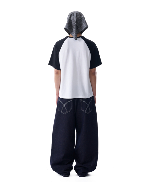 セール】Double Knee Denim Pants (Dark Blue)（デニムパンツ）｜AAKAM