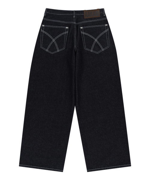 セール】Double Knee Denim Pants (Dark Blue)（デニムパンツ）｜AAKAM