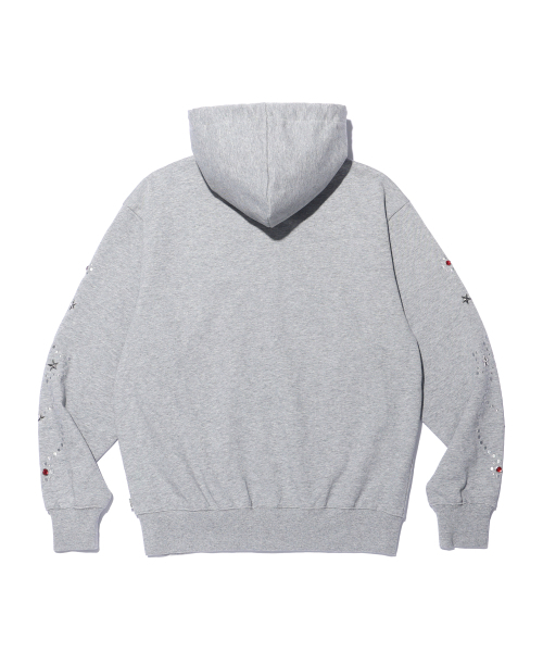 YOUHEE（ユヒ）の「STAR HOTFIX HOOD ZIP-UP MELANGE GREY（パーカー・レディース・その他・FREE）」の2枚目の写真