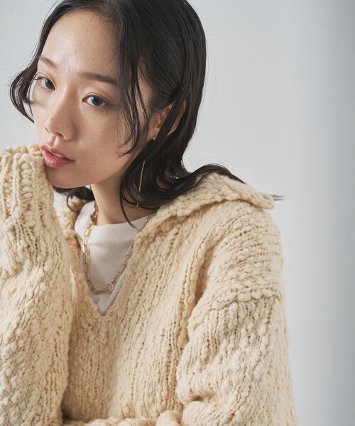 Whim Gazette（ウィムガゼット）の「ローゲージスキッパープルオーバー（ニット/セーター・レディース・オフホワイト/ベージュ/レッド・FREE）」の20枚目の写真