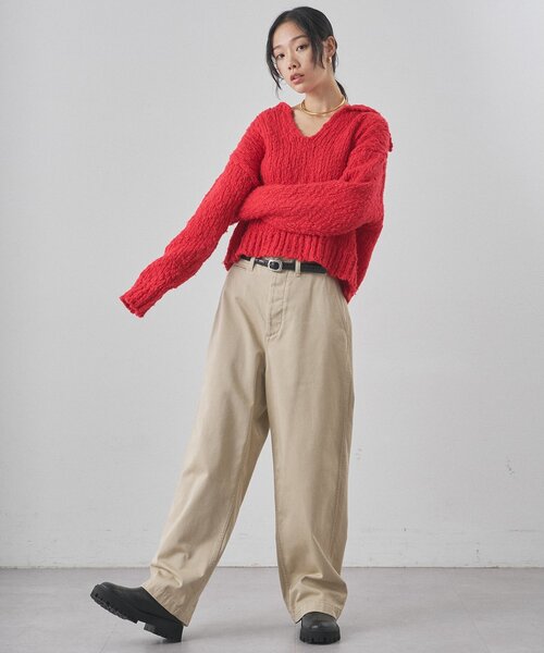 Whim Gazette（ウィムガゼット）の「ローゲージスキッパープルオーバー（ニット/セーター・レディース・オフホワイト/ベージュ/レッド・FREE）」の18枚目の写真