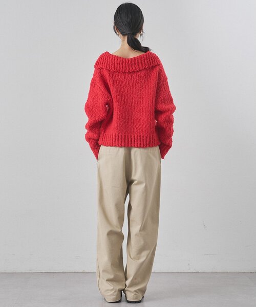 Whim Gazette（ウィムガゼット）の「ローゲージスキッパープルオーバー（ニット/セーター・レディース・オフホワイト/ベージュ/レッド・FREE）」の16枚目の写真