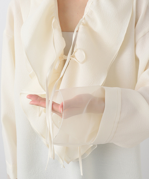 MIOSMOKEY（MIOSMOKEY）の「MIOSMOKEY RUFFLE BLOUSE MIO-252ST002：ブラウス（シャツ/ブラウス・レディース・ホワイト・38）」の13枚目の写真