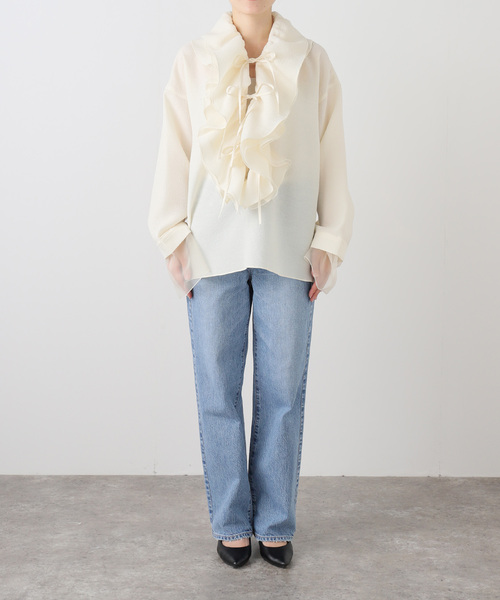 MIOSMOKEY（MIOSMOKEY）の「MIOSMOKEY RUFFLE BLOUSE MIO-252ST002：ブラウス（シャツ/ブラウス・レディース・ホワイト・38）」の17枚目の写真