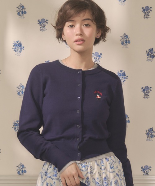 Cath Kidston(キャスキッドソン)の「ニットカーディガン London Dog(カーディガン/ボレロ・レディース・ネイビー/ピンク/グレー/ブラック/サックスブルー・FREE)」の1枚目の写真