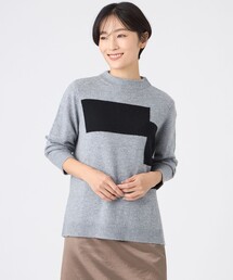 【SANYO Style EDITION掲載】【ウォッシャブル】ブロッキングウールニットプルオーバー