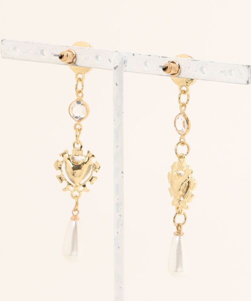 tone(トーン)の「【88eighty-eight】ゴールドパールキラキラハートピアス【import】(MA)(ピアス(両耳用)・レディース・ゴールド・FREE)」の7枚目の写真