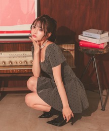 Tika（ティカ）の「キャバドレス ミニ フレア 半袖ドット パフスリーブ バックレースアップドレス ワンピース キャバワンピ ミニ丈（ワンピース）」