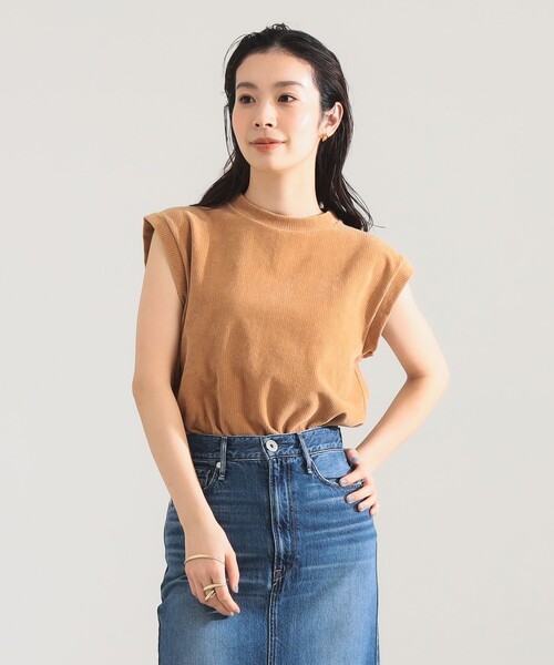 Demi-Luxe BEAMS(デミルクス ビームス)の「MAISON CORNICHON / スリーブレス Tシャツ(Tシャツ/カットソー・レディース・オフホワイト/ブラウン系その他4/ブラック・ONE SIZE)」の3枚目の写真