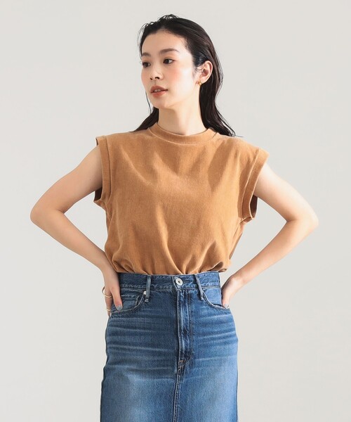 Demi-Luxe BEAMS(デミルクス ビームス)の「MAISON CORNICHON / スリーブレス Tシャツ(Tシャツ/カットソー・レディース・オフホワイト/ブラウン系その他4/ブラック・ONE SIZE)」の7枚目の写真