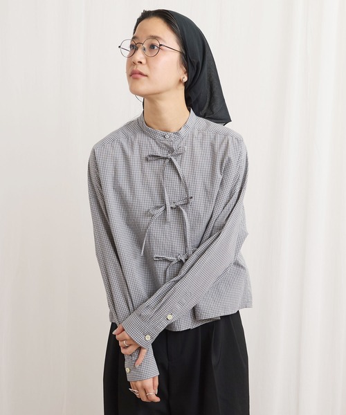 fig Ｌondon（フィグロンドン）の「ribbon shirt（シャツ/ブラウス・レディース・チェック/ストライプ/ピンク/ホワイト・FREE）」の13枚目の写真