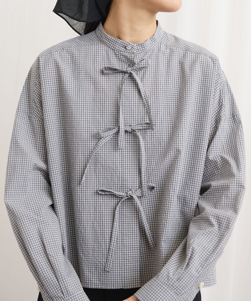 fig Ｌondon（フィグロンドン）の「ribbon shirt（シャツ/ブラウス・レディース・チェック/ストライプ/ピンク/ホワイト・FREE）」の14枚目の写真