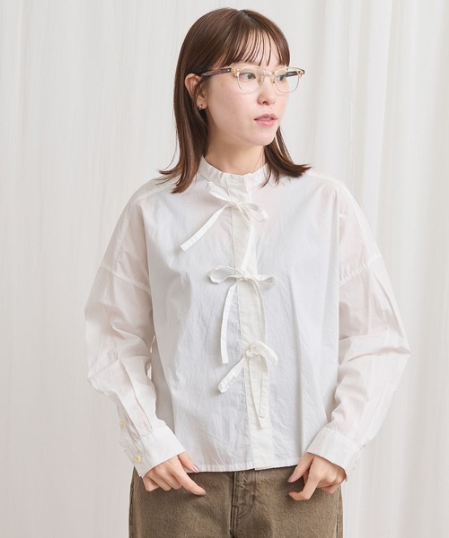 fig Ｌondon（フィグロンドン）の「ribbon shirt（シャツ/ブラウス・レディース・チェック/ストライプ/ピンク/ホワイト・FREE）」の16枚目の写真