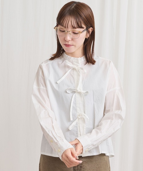fig Ｌondon（フィグロンドン）の「ribbon shirt（シャツ/ブラウス・レディース・チェック/ストライプ/ピンク/ホワイト・FREE）」の17枚目の写真