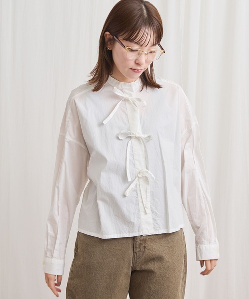 fig Ｌondon（フィグロンドン）の「ribbon shirt（シャツ/ブラウス・レディース・チェック/ストライプ/ピンク/ホワイト・FREE）」の18枚目の写真