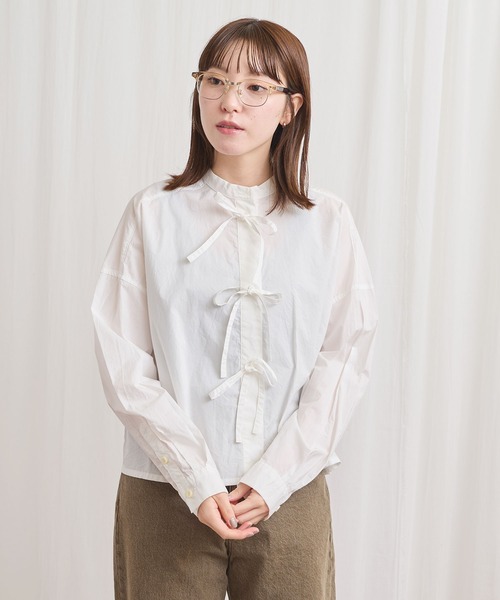 fig Ｌondon（フィグロンドン）の「ribbon shirt（シャツ/ブラウス・レディース・チェック/ストライプ/ピンク/ホワイト・FREE）」の20枚目の写真