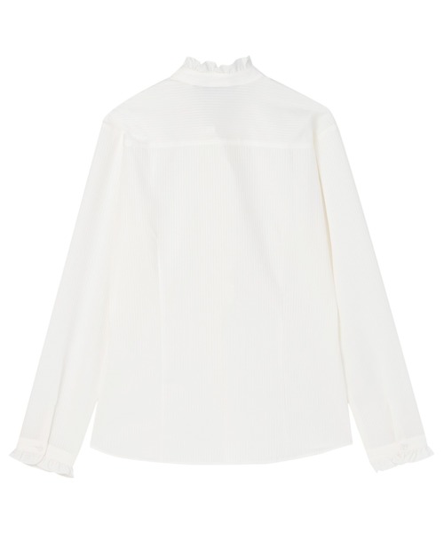 TOKYO SHIRTS(トウキョウシャツ)の「【吸水速乾】【COFREX】スタンド ゴムシャーリング ブラウス 長袖 レディースデザインシャツ(シャツ/ブラウス・レディース・ホワイト・S/M/LL/L)」の2枚目の写真