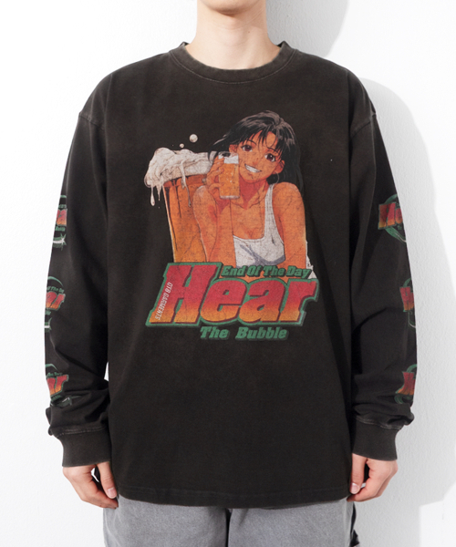 QT8 GARMENTS(キューティーエイトガーメント)の「RG Hear the Bubble AQ Washed Long Sleeve (Black)(Tシャツ/カットソー・レディース・その他・MEDIUM/LARGE/X-LARGE)」の1枚目の写真
