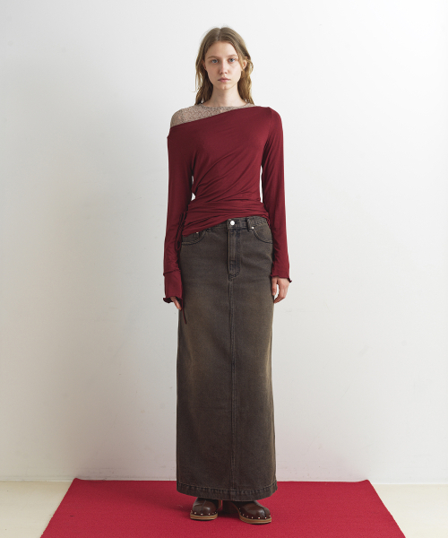 AOPT(アオプト)の「DENIM LONG SKIRT - BROWN(スカート・レディース・その他・SMALL/MEDIUM)」の3枚目の写真