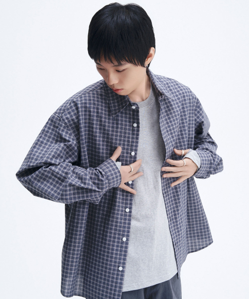 SLOW RECORD HOUSE(スローレコードハウス)の「ブリーズチェックシャツ_ブルー(シャツ/ブラウス・レディース・その他・SMALL/MEDIUM/LARGE)」の9枚目の写真