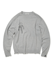 ETCE（イーティーシーイー）の「FEATHER DAMAGE KNIT (GRAY)（ニット/セーター）」
