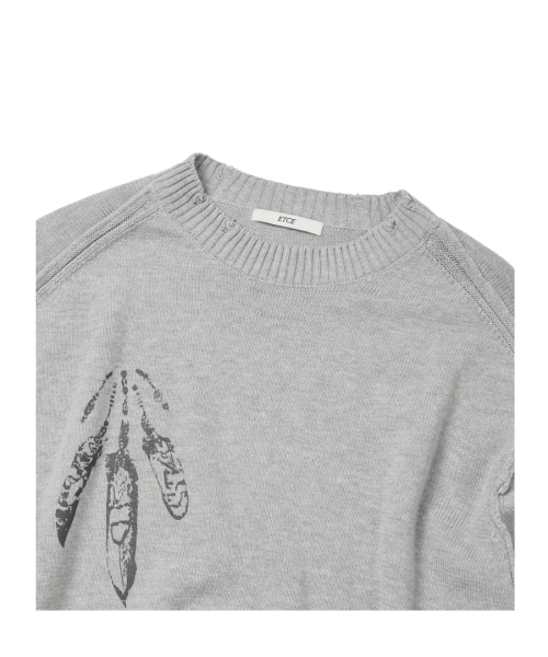 ETCE（イーティーシーイー）の「FEATHER DAMAGE KNIT (GRAY)（ニット/セーター・レディース・その他・MEDIUM/LARGE/X-LARGE）」の3枚目の写真