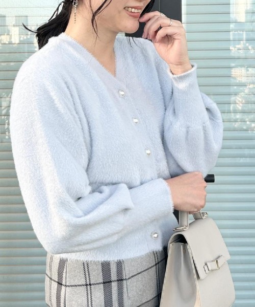 couture brooch(クチュールブローチ)の「【前後2WAY】Springフェザーカーデトップス(カーディガン/ボレロ・レディース・ブラウン系その他/サックスブルー/オフホワイト/パープル・36/38/42)」の9枚目の写真