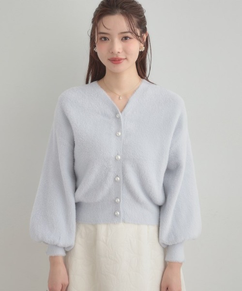 couture brooch(クチュールブローチ)の「【前後2WAY】Springフェザーカーデトップス(カーディガン/ボレロ・レディース・ブラウン系その他/サックスブルー/オフホワイト/パープル・36/38/42)」の14枚目の写真