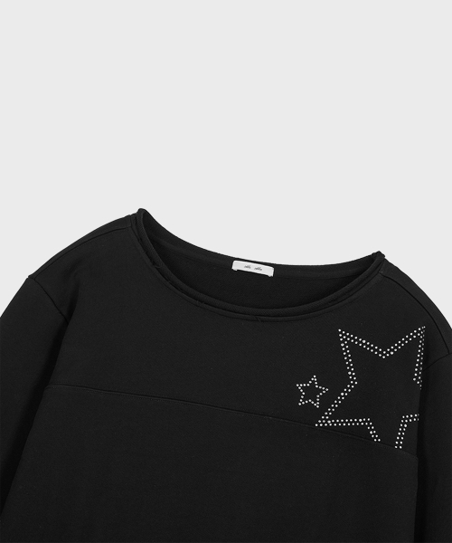 ALKI ALKA(アルキアルカ)の「Star Off-shoulder Sweatshirt (Black)(スウェット・レディース・ブラック・FREE)」の2枚目の写真