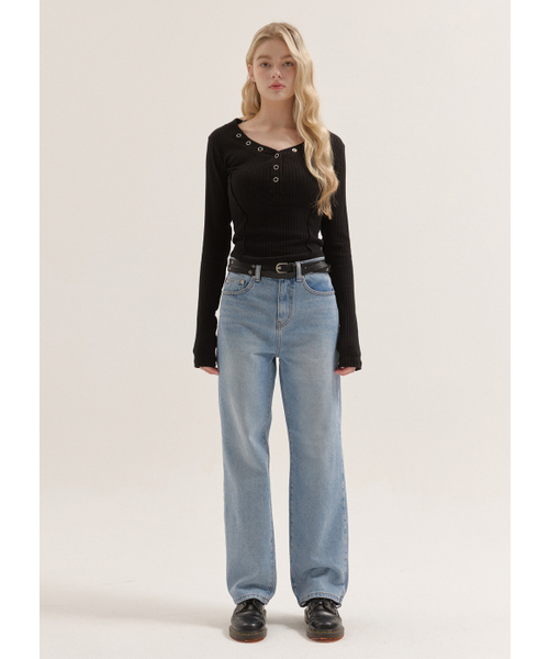 BUTTON UP(ボタンアップ)の「デイリーウォッシュドストレートデニム(ロングver.)(デニムパンツ・レディース・その他・SMALL/MEDIUM/LARGE)」の2枚目の写真