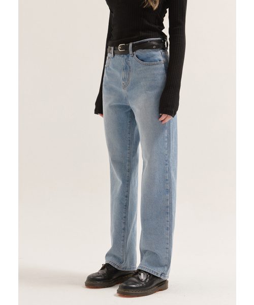 BUTTON UP(ボタンアップ)の「デイリーウォッシュドストレートデニム(ロングver.)(デニムパンツ・レディース・その他・SMALL/MEDIUM/LARGE)」の3枚目の写真
