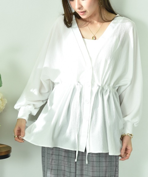 INTERPLANET(インタープラネット)の「ドルマンドロストシャツ(シャツ/ブラウス・レディース・オフホワイト/ブラック・FREE)」の3枚目の写真