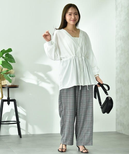 INTERPLANET(インタープラネット)の「ドルマンドロストシャツ(シャツ/ブラウス・レディース・オフホワイト/ブラック・FREE)」の7枚目の写真