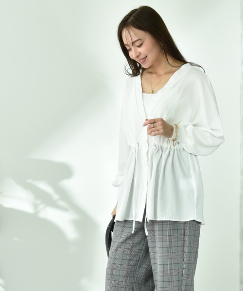 INTERPLANET(インタープラネット)の「ドルマンドロストシャツ(シャツ/ブラウス・レディース・オフホワイト/ブラック・FREE)」の10枚目の写真