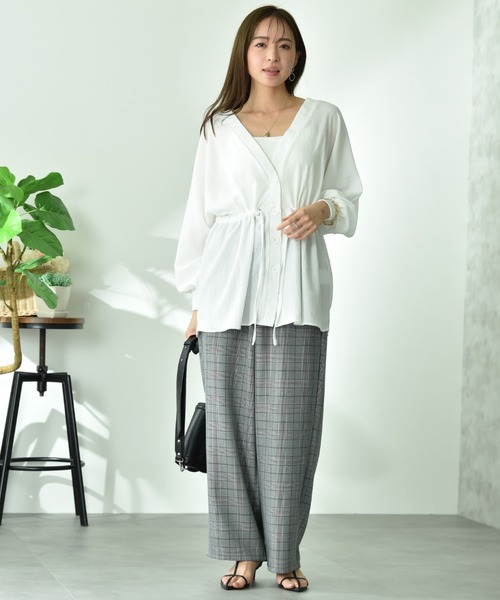 INTERPLANET(インタープラネット)の「ドルマンドロストシャツ(シャツ/ブラウス・レディース・オフホワイト/ブラック・FREE)」の11枚目の写真