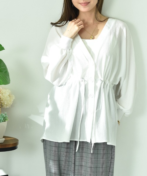 INTERPLANET(インタープラネット)の「ドルマンドロストシャツ(シャツ/ブラウス・レディース・オフホワイト/ブラック・FREE)」の5枚目の写真