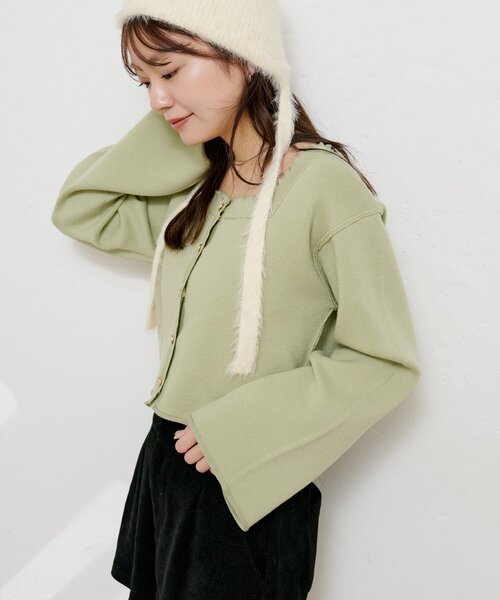 セール】【4色展開】スクエアメロウニットカーディガン（カーディガン