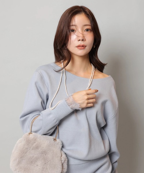 レースレイヤード前後2WAYニットアップ（ワンピース）｜Apuweiser