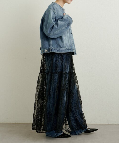 Omekashi（オメカシ）の「ブローチ付きダメージデニムGジャン（デニムジャケット・レディース・ブルー/オフホワイト・FREE）」の22枚目の写真