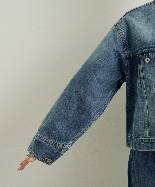 Omekashi（オメカシ）の「ブローチ付きダメージデニムGジャン（デニムジャケット・レディース・ブルー/オフホワイト・FREE）」の10枚目の写真